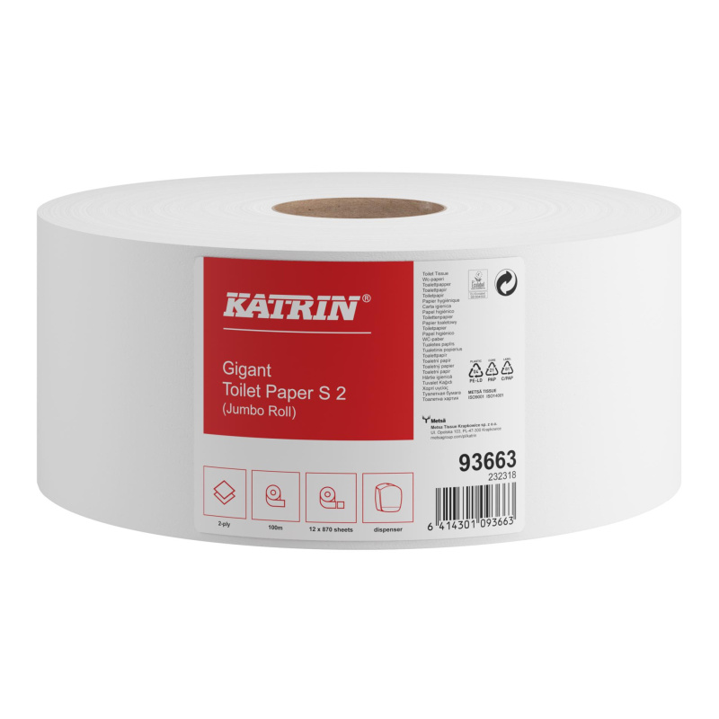 Toaletní papír Katrin Plus Gigant S2, bílý, 100 m