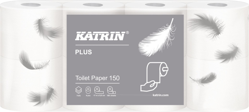 Toaletní papír Katrin - 3vrstvý, bílý, 8 ks