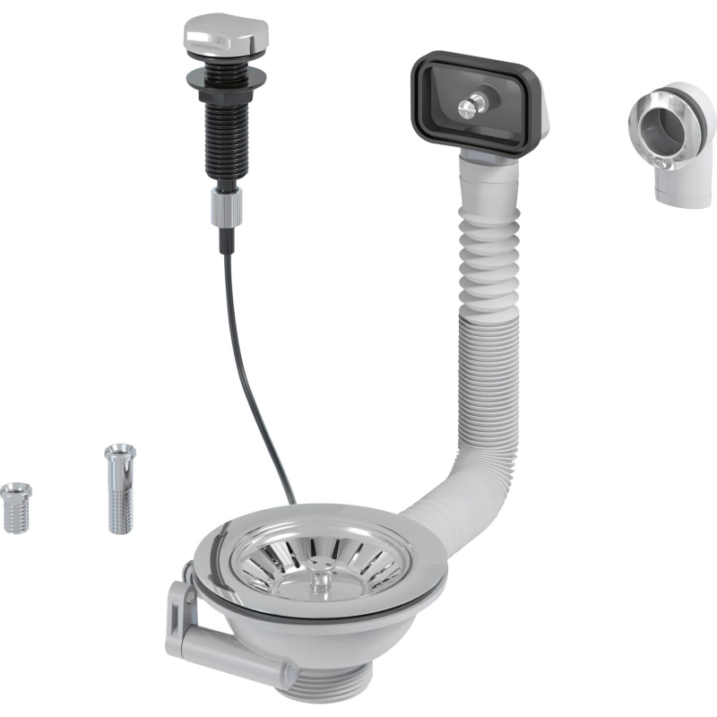 Prevex Dřezová výpusť 1 1/2" s přepadem s ovládáním chrom, pr. 114 mm