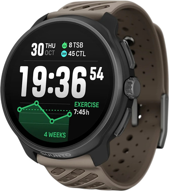 Suunto Race 2 chytré hodinky titan s hnědým páskem Černá