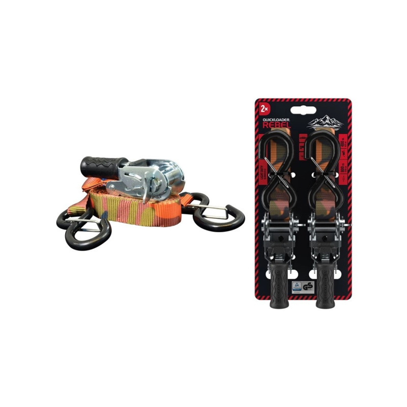 Quickloader Dvoudílný popruh s ráčnou Rebel 800 kg, 4 m x 25 mm, 2 ks