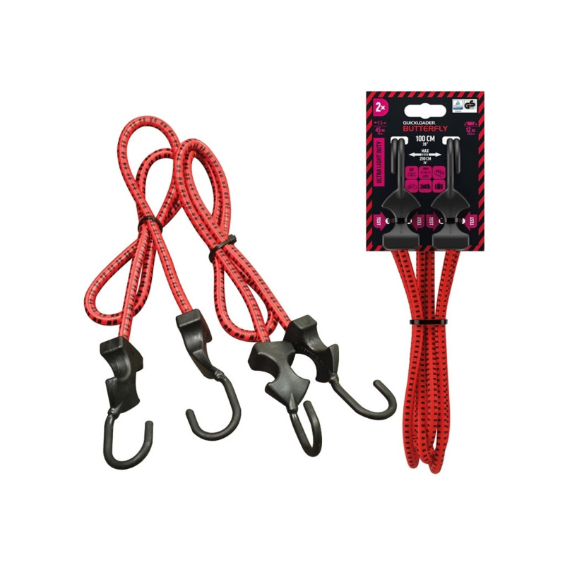 Quickloader Upínací guma Bungee Butterfly 45 kg, 100 cm x 8 mm, 2 ks