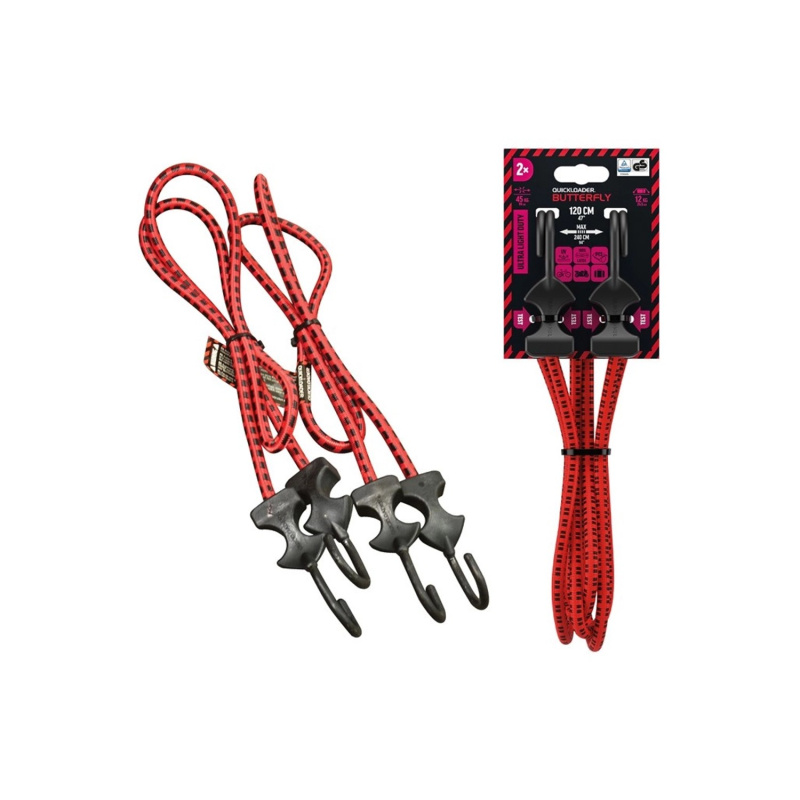 Quickloader Upínací guma Bungee Butterfly 45 kg, 120 cm x 8 mm, 2 ks