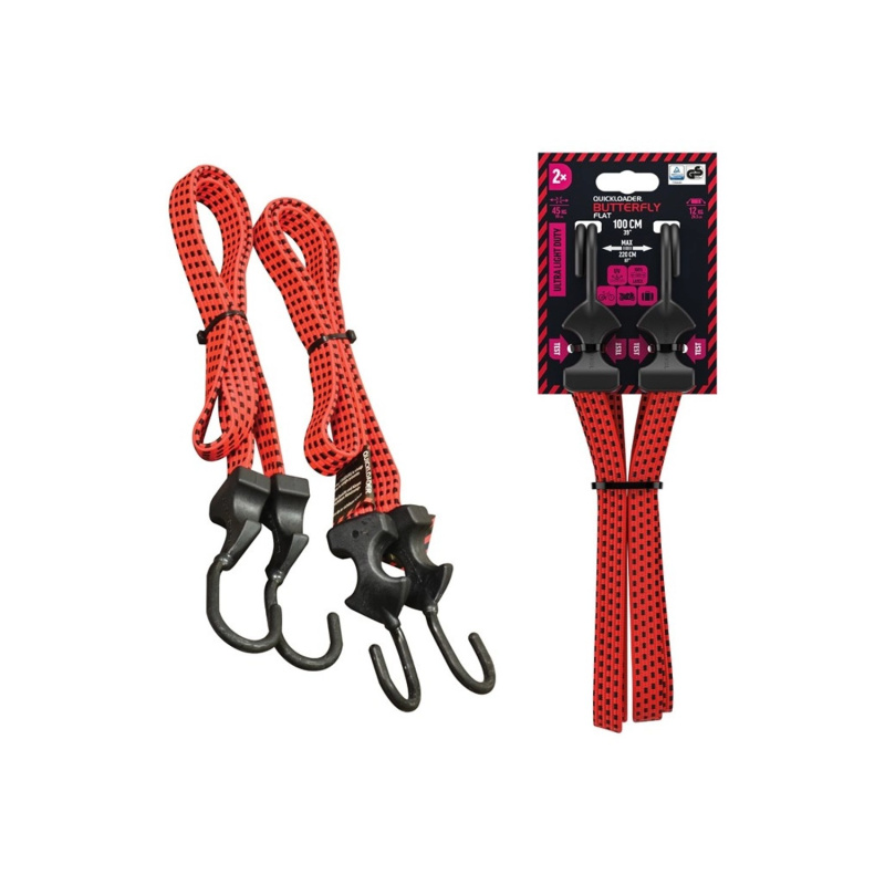 Quickloader Upínací guma Bungee Butterfly Flat 45 kg, 100 cm x 18 mm, 2 ks