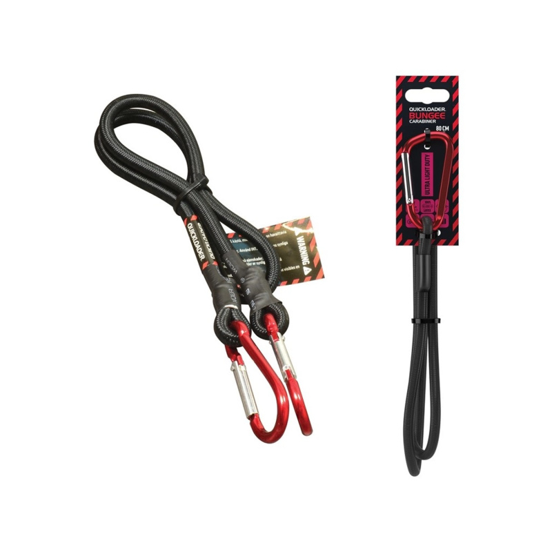 Quickloader Upínací guma s karabinou Bungee Carabiner 45 kg, 80 cm x 8 mm