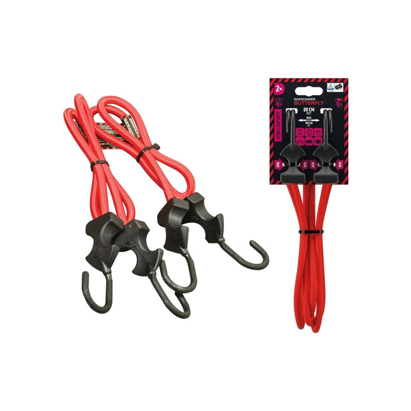 Quickloader Upínací guma Bungee Butterfly 45 kg, 80 cm x 8 mm, 2 ks