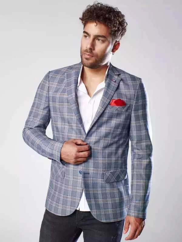 Tmavě modrá pánská kostkovaná bunda Dstreet MX0566 M