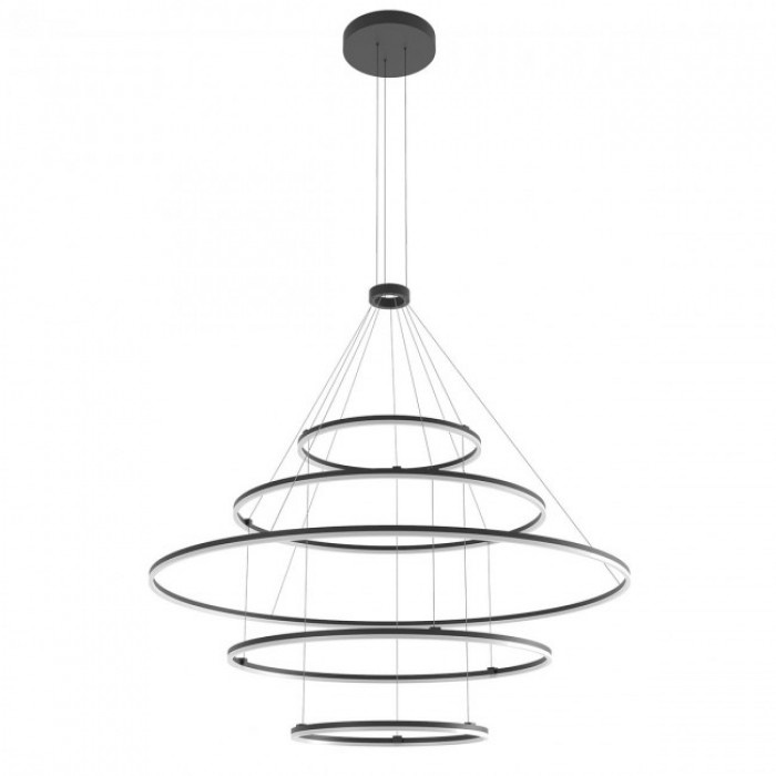 Redo Závěsné LED svítidlo ORBIT ø60/ø100/ø150/ø100/ø60 cm, 4000K, 5 kruhů Barva: Černá, Stmívání, řízení: DALI