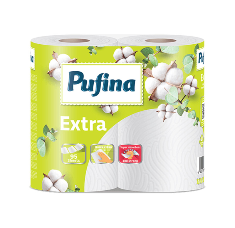 Kuchyňské utěrky Pufina Extra, 2vrstvé, 2 role