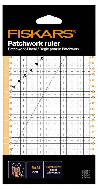 DECRA Rastrové řezací pravítko na patchwork, látky 1066361, protiskluzové, 15x30cm