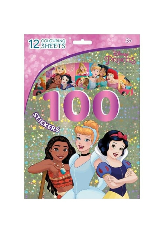 100 samolepek s omalovánkovými listy - Disney Princezny