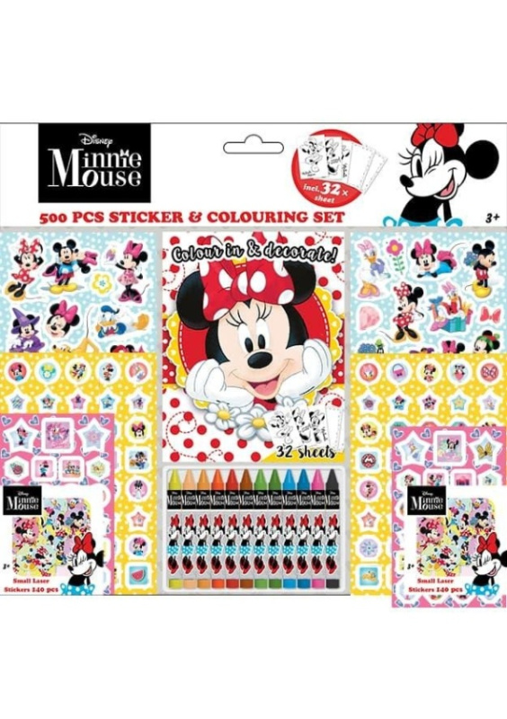 Samolepkový set s omalovánkami a voskovkami - Minnie