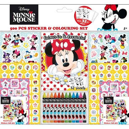 Samolepkový set s omalovánkami a voskovkami - Minnie