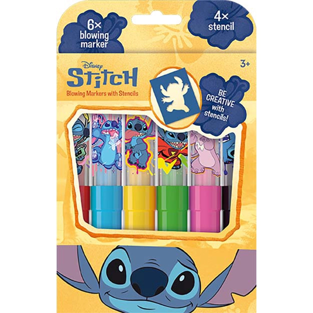 Foukací fixy Lilo & Stitch – sada 6 barev se šablonami