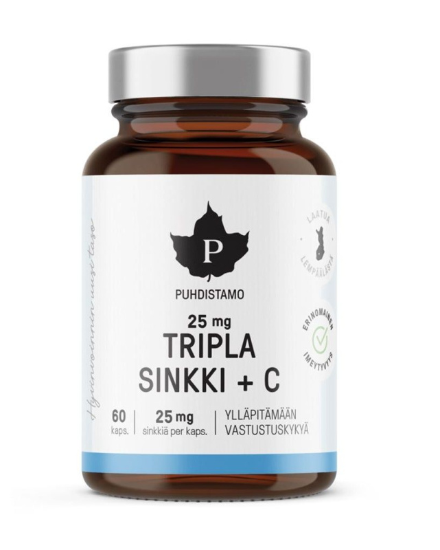 Puhdistamo Triple Zinc 25mg + Vitamin C - 60 kapslí