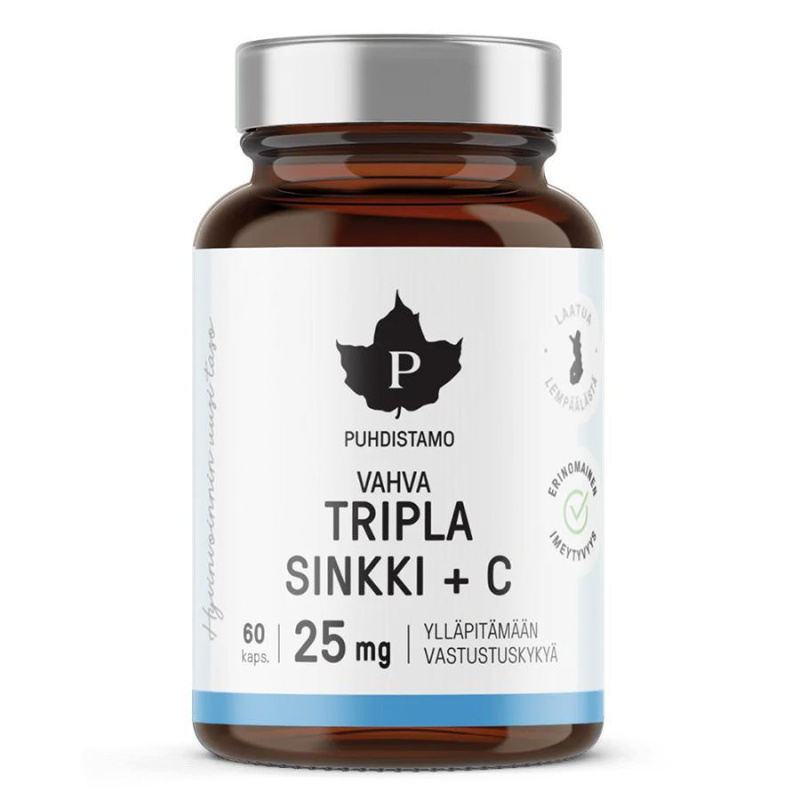 Puhdistamo Triple Zinc 25mg + Vitamin C - 60 kapslí