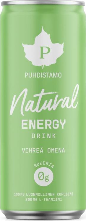 Puhdistamo Natural Energy Drink 330 ml - zelené jablko