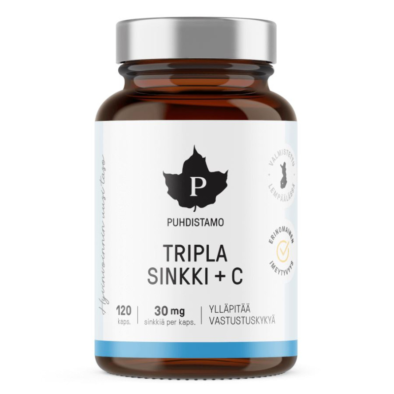 Puhdistamo Triple Zinc 25mg + Vitamin C - 120 kapslí