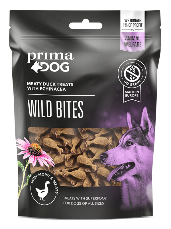 PrimaDog Wild bites Duck W. Echinacea, soft snack 150 g