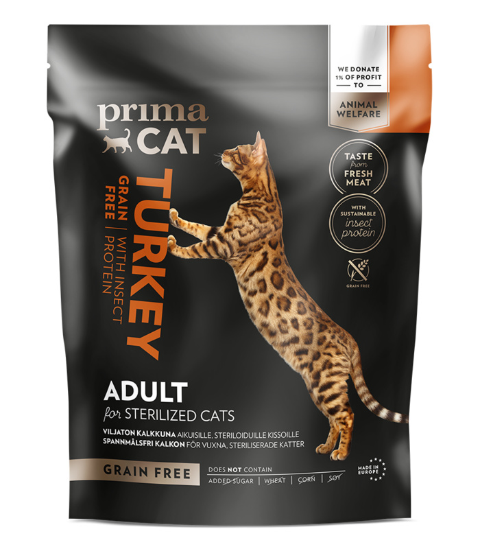 PrimaCat Grain-Free Turkey with Insect sterilized adult cats 400 g