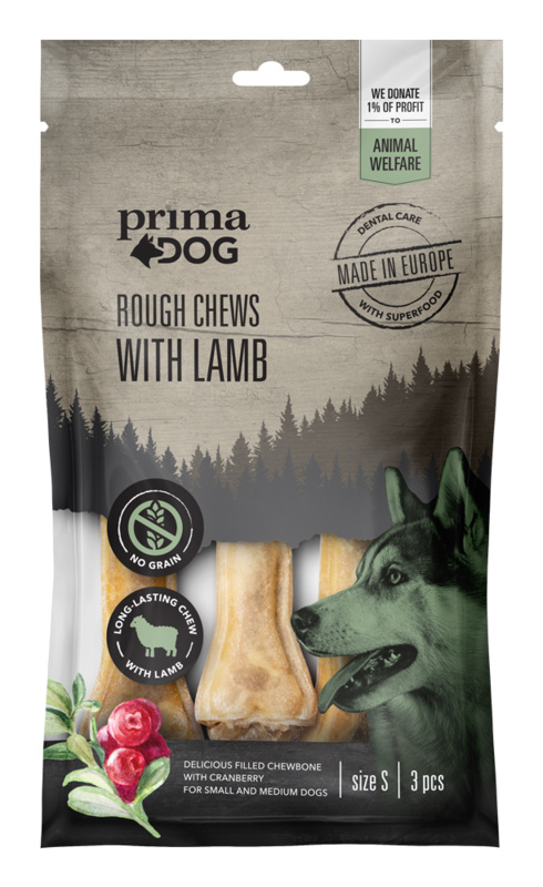 PrimaDog Rough Chews Lamb-Cranberry S 10 cm 105 g
