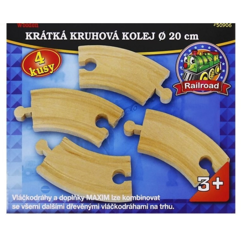 Vláčkodráha koleje - Zatáčka krátká, 4ks (Maxim)