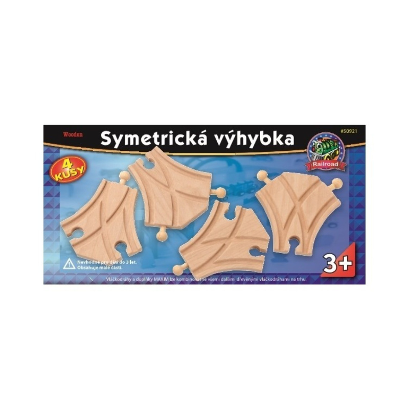Vláčkodráha koleje - Výhybka symetrická, 4ks (Maxim)