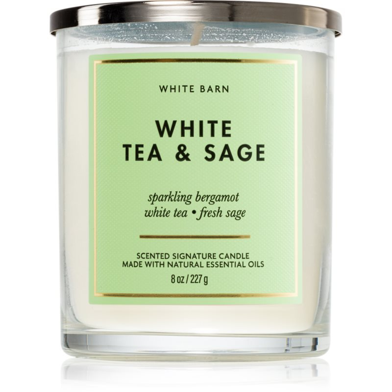 Bath & Body Works White Tea & Sage vonná svíčka 227 g