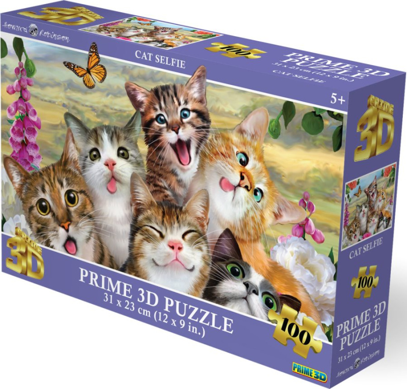 Puzzle s 3D efektem Prime 3D 100 dílků Kočičí selfie