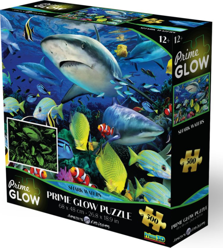 Svítící puzzle s 3D efektem Prime 3D 500 dílků Žraločí vody