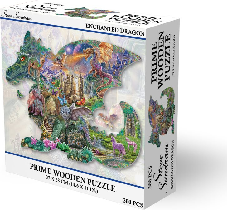 Dřevěné puzzle Prime3D 300 dílků Začarovaný drak