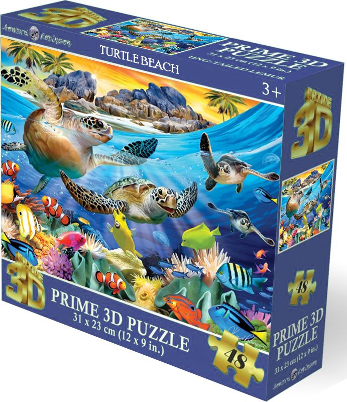Puzzle s 3D efektem Prime 3D 48 dílků Želví pláž