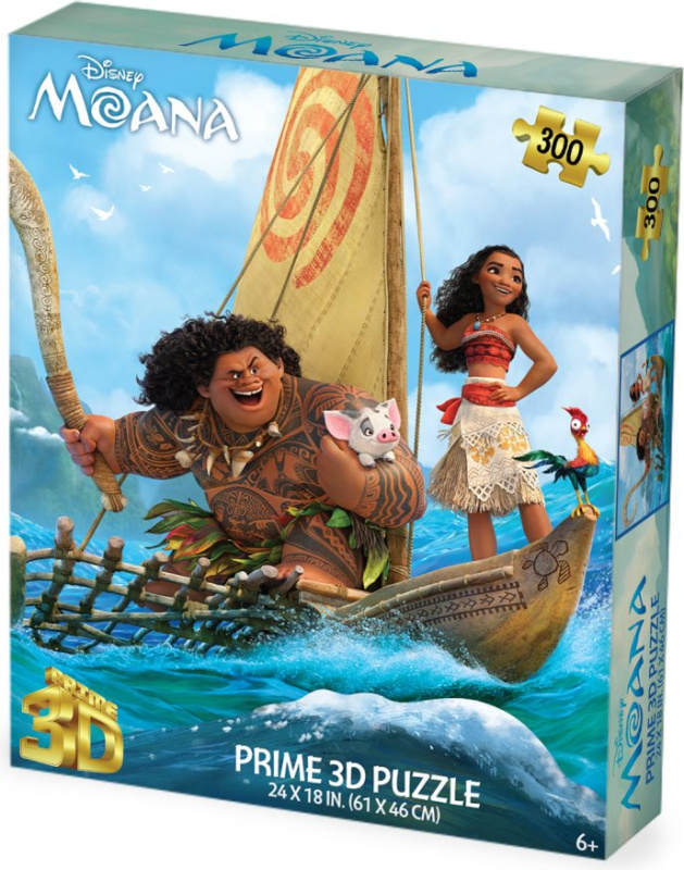 Puzzle s 3D efektem Prime 3D 300 dílků Odvážná Vaiana: Plavba