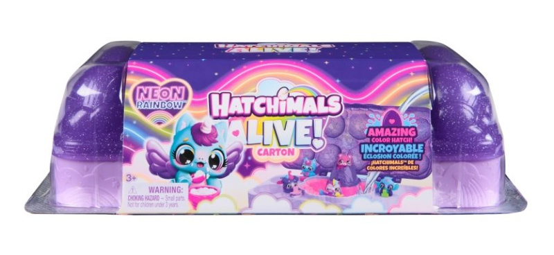 Hatchimals karton zvířátek neónová duha