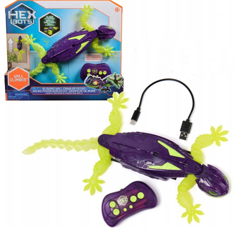 Spin master hex bots rc gekon lezoucí po stěnách svítící ve tmě