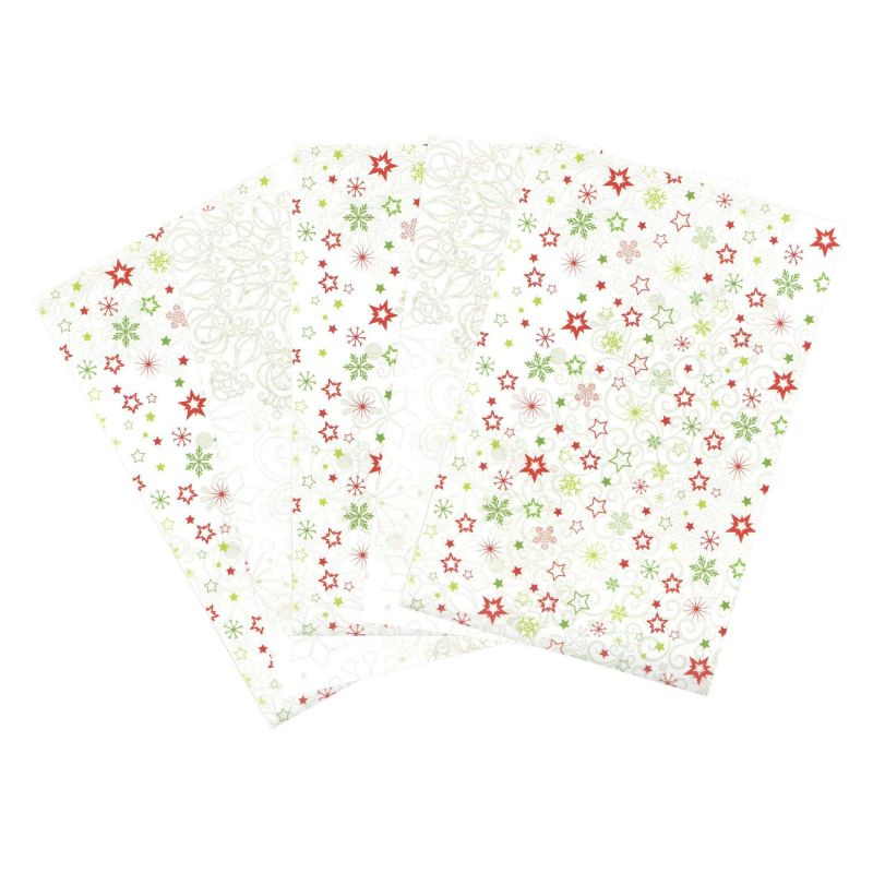 Sada oboustranných papírů A4 (5ks) bílá s hvězdičkami 300g/m2