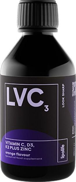 Lipolife Liposomální vitamín C, D3, K2+zinek s příchutí pomeranče, 240ml