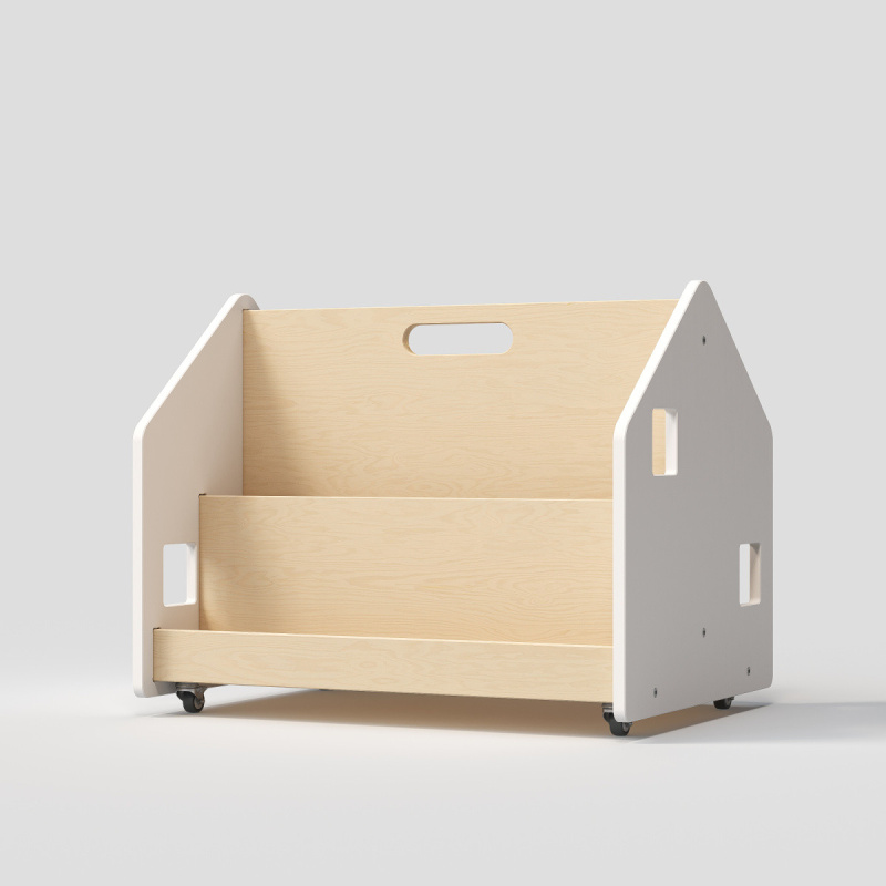 Oboustranná knihovnička na kolečkách – bílá