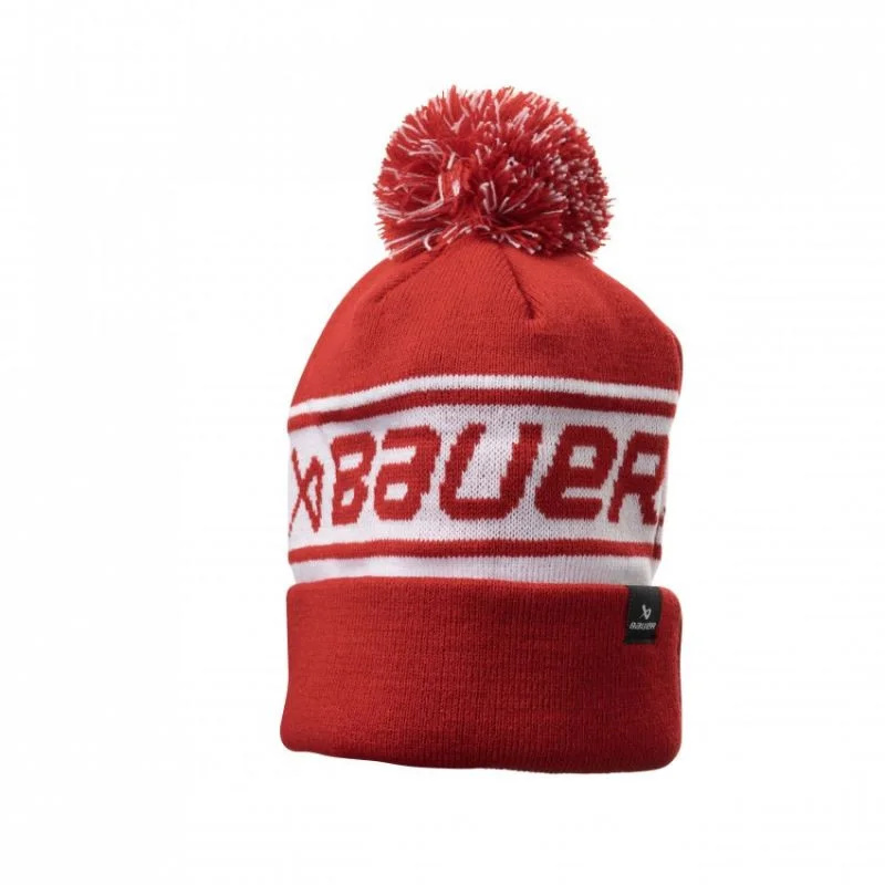 Zimní čepice Bauer Team Ribbed Pom SR 1063358 Červená