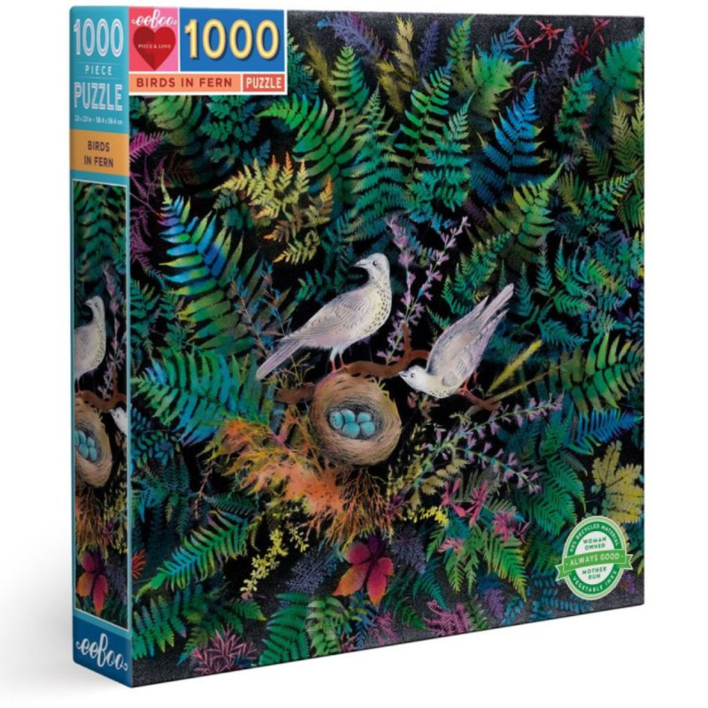 EEBOO Puzzle Ptáčci v kapradí - 1000 pcs