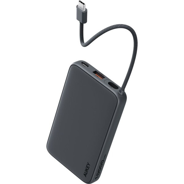 AUKEY PB-Y53 Slim powerbanka s integrovaným USB-C kabelem (10000mAh) černá