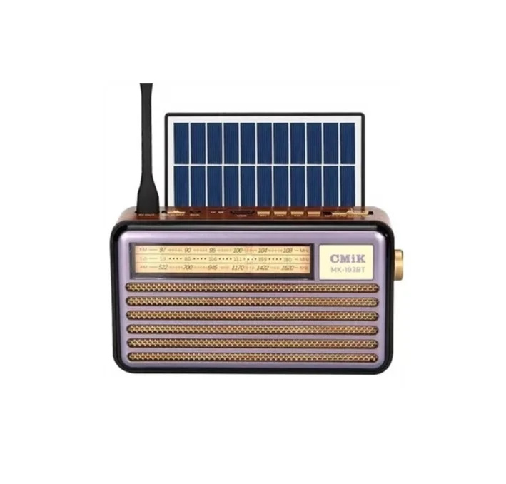 Solární retro rádio s USB, TF slotem, LED lampičkou - CMiK MK-193BT - Olivové