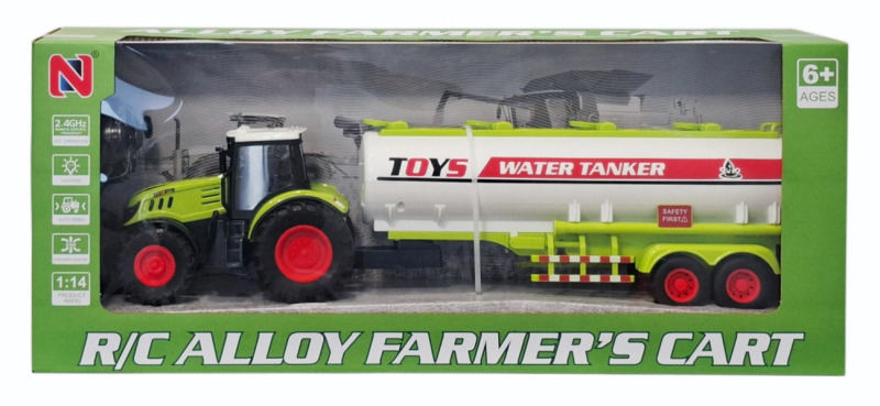 Rádiem ovládaný traktor s cisternovým přívěsem