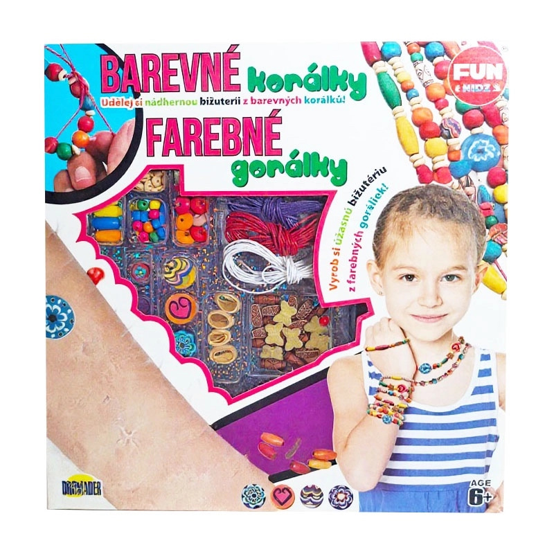 Dřevěné barevné korálky – sada na výrobu šperků