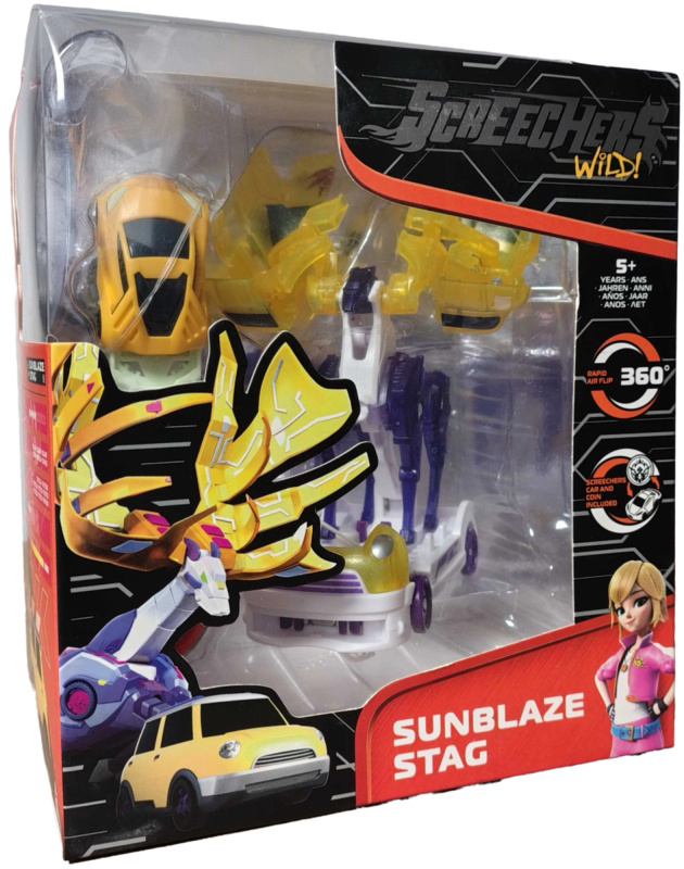 Screechers Wild! transformující vozidlo Sunblaze Stag s mincí