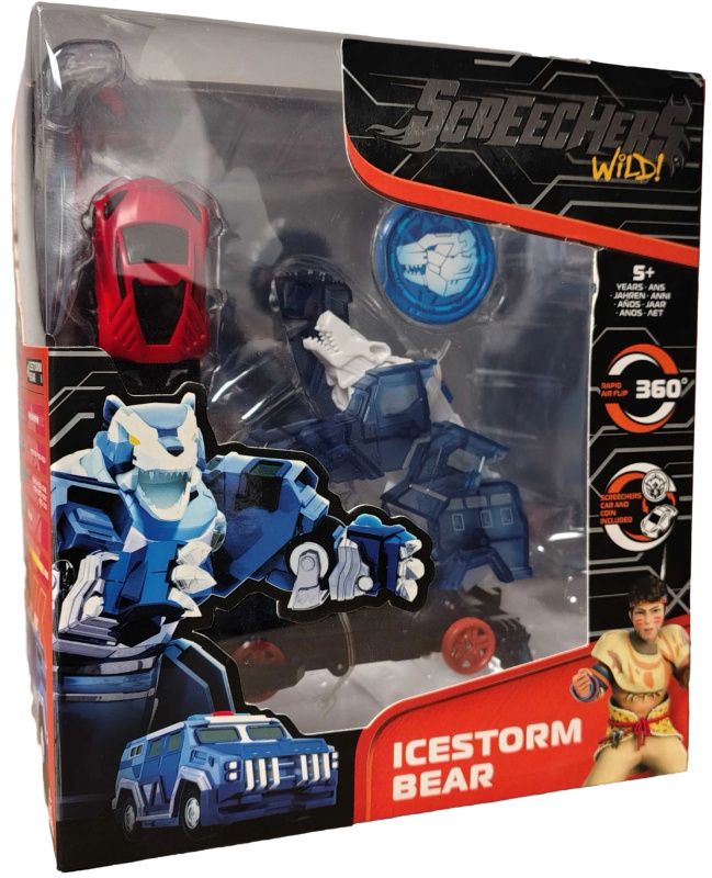 Screechers Wild! transformující vůz Icestorm Bear s mincí