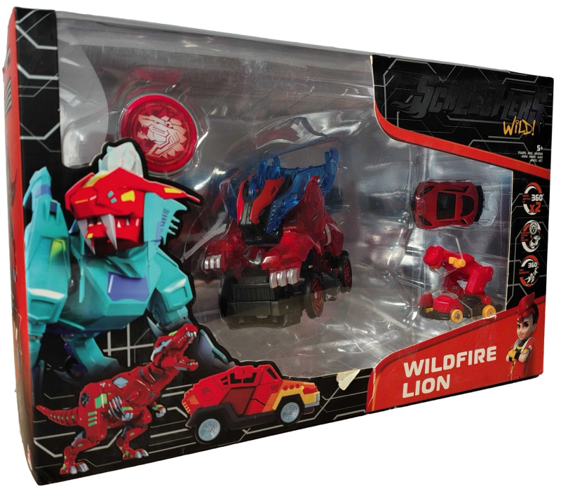 Screechers Wild! sada transformujících vozidel Wildfire Lion – lev a dinosaurus