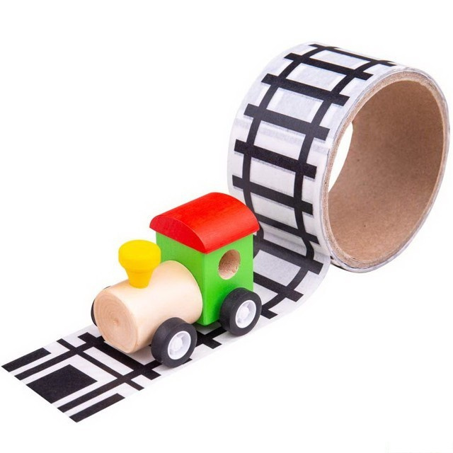Bigjigs Toys Lepící páska koleje s mašinkou