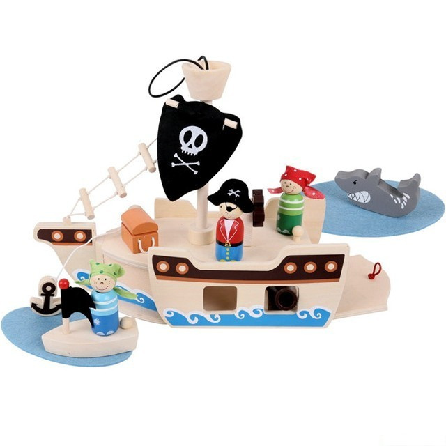 Bigjigs Toys Pirátská loď s piráty