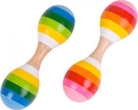 Bigjigs Toys Spojené dřevěné rumbakoule 1ks růžová